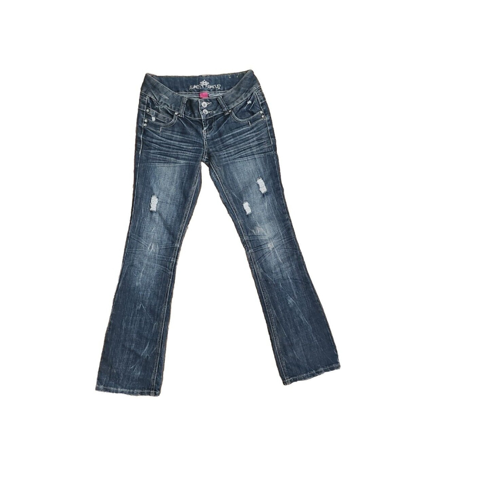 Women's Almost Famous Distressed Jeans Size 3 w/ Studs And Embroid Back Pockets